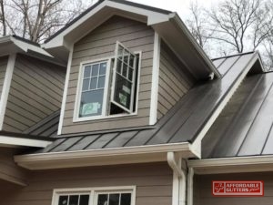 New Metal Roof Angled Toward Gutters